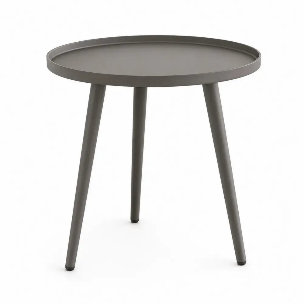 Gartentisch Beistelltisch rund Ø 50 x 52 cm pulverbeschichteter Stahl Grau Schwarz