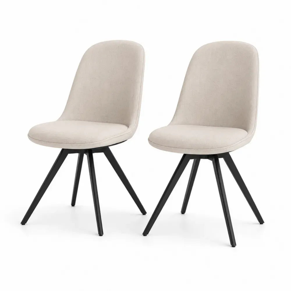 Esszimmerstühle 2er Set gepolstert 45 x 54 x 84 cm je Stuhl Polyester Stahl Beige Schwarz