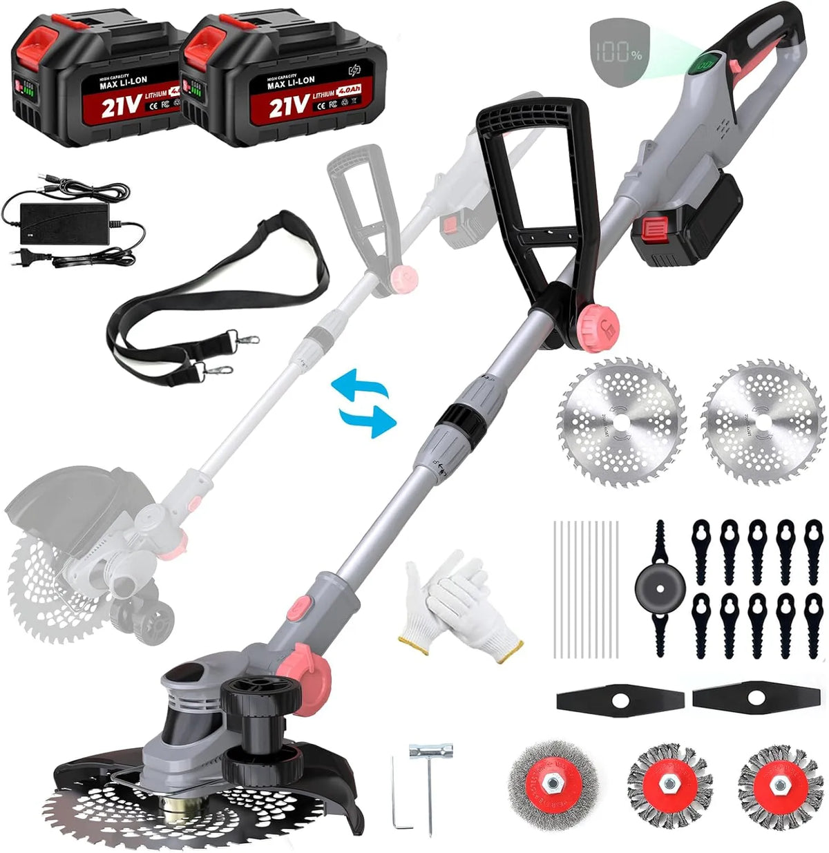 Makita Rasentrimmer, Akku-Betrieb, 21V, 4.0Ah, für die Gartenpflege, grau