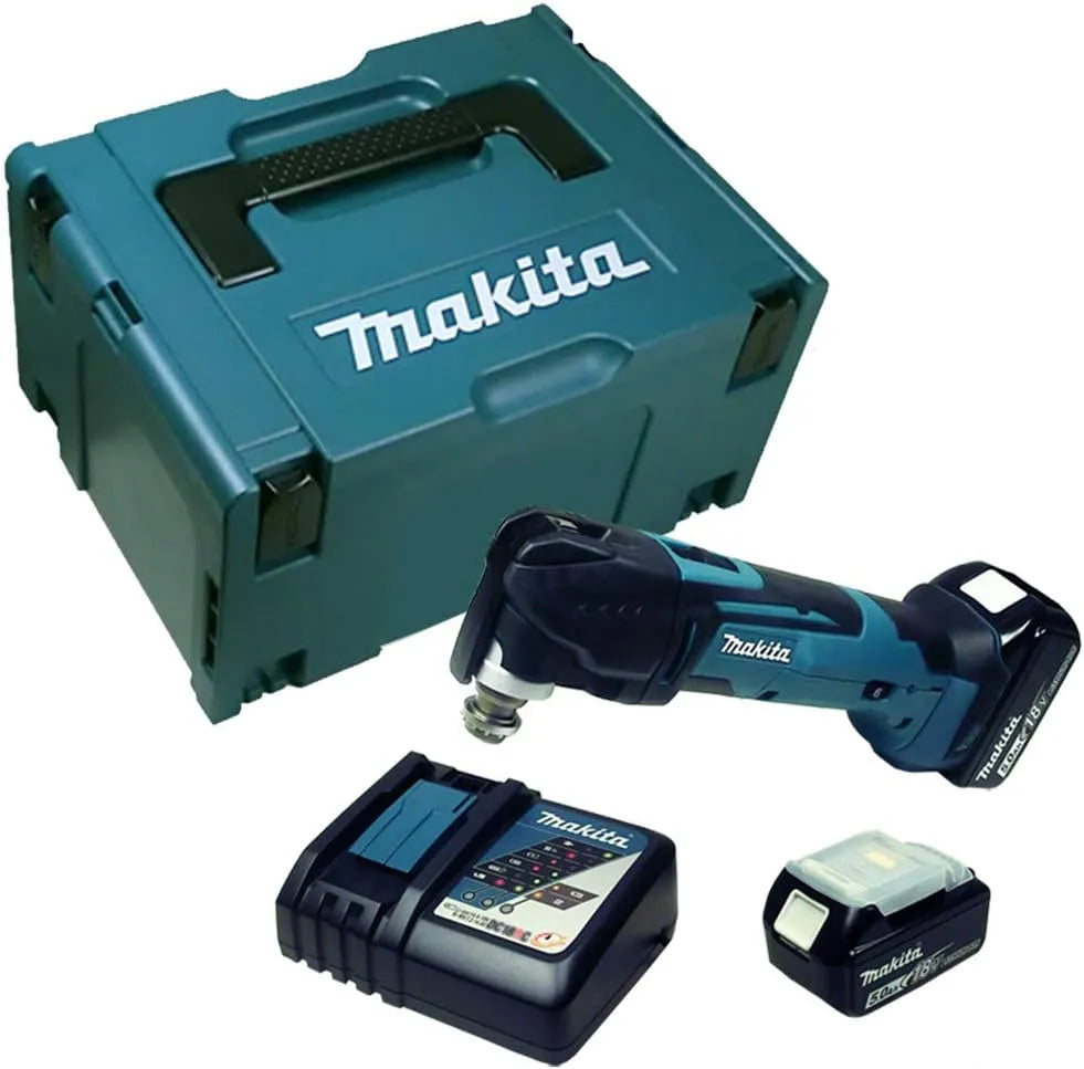 Makita DTM 51 DTM 51 Akku Multifunktionswerkzeug zum Trennen, Schleifen und Nacharbeiten an engen Stellen mit 2 x Akku 5 Ah: Akku-Betrieb