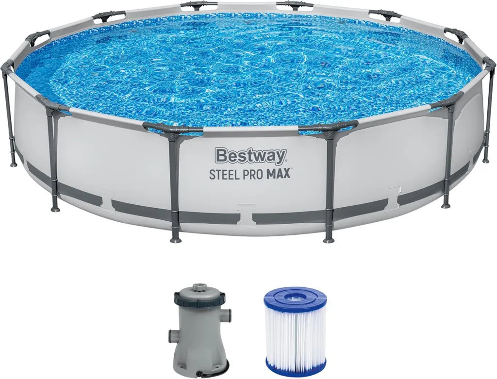 Bestway Rundpool-Set mit Stahlrahmen und Filterpumpe, 366 x 76 cm
