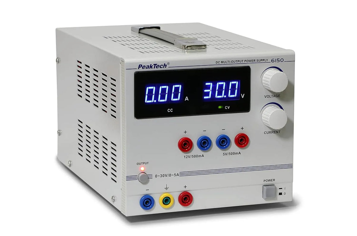 PeakTech Regelbares DC-Labornetzgerät und Tischnetzteil, 0-30V, 0-5A, für Elektroniktest und Reparatur