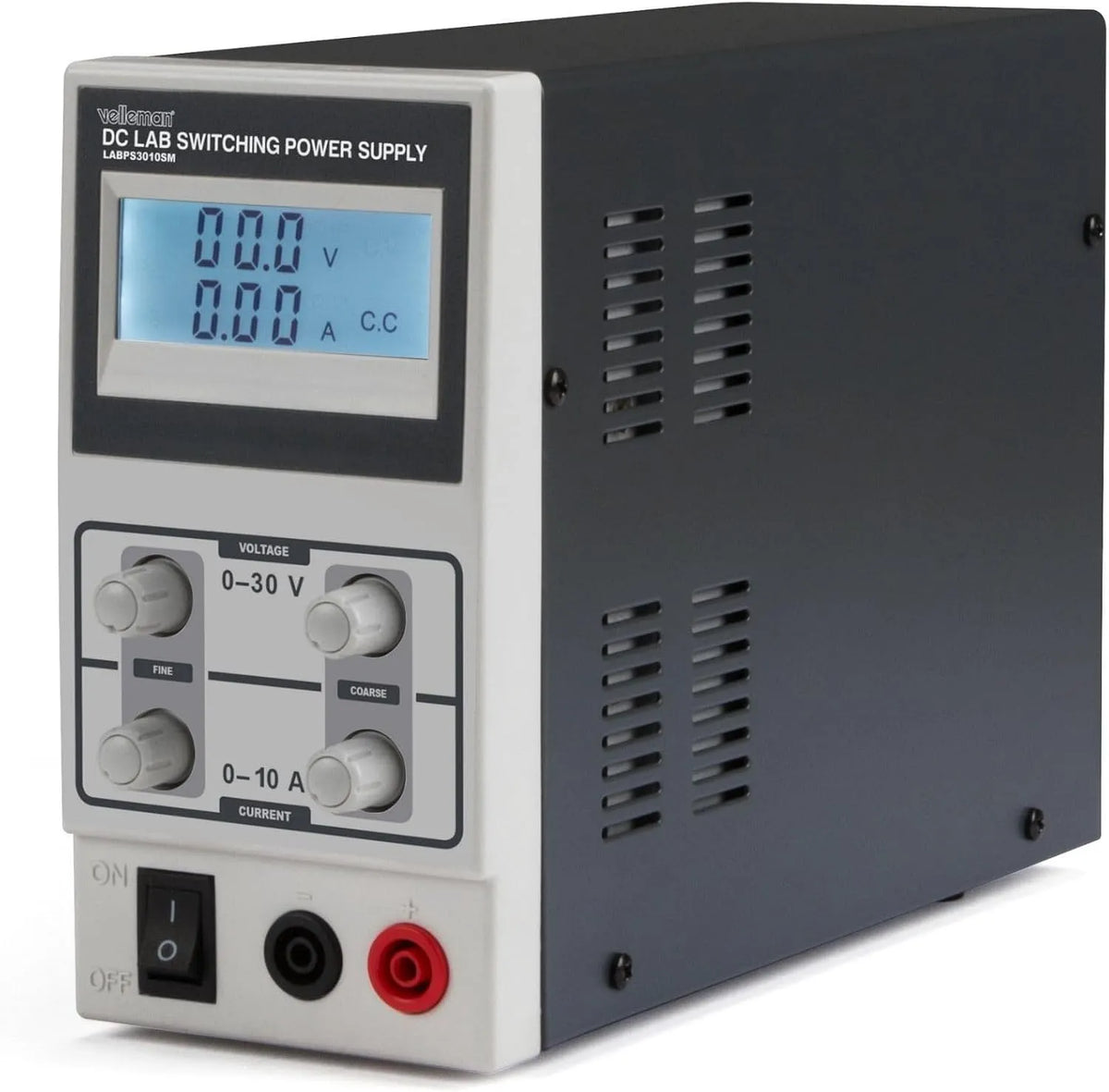 Velleman VDC/0-10 Regelbares DC-Labornetzgerät und Tischnetzteil, 0-10 A, mit Digitalanzeige, für Elektroniktest und Reparatur