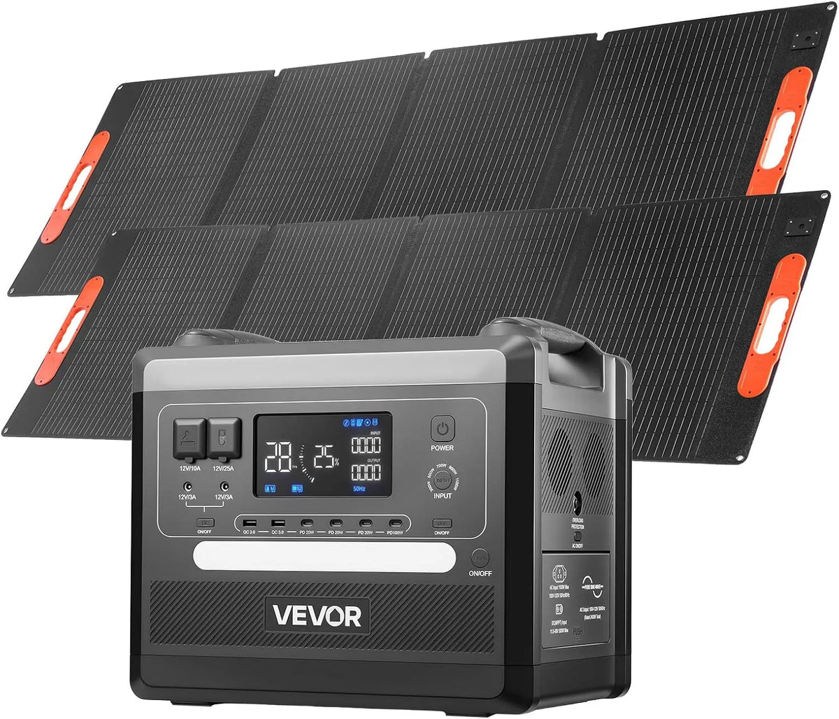 VEVOR Tragbare Powerstation und Solargenerator, solarbetrieben, faltbar, für Camping und Wohnmobil