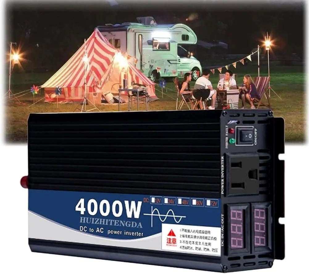 DC-AC-Wechselrichter und Spannungswandler, 2000W, solarbetrieben, reine Sinuswelle, 4000W, 12 V, 24 V