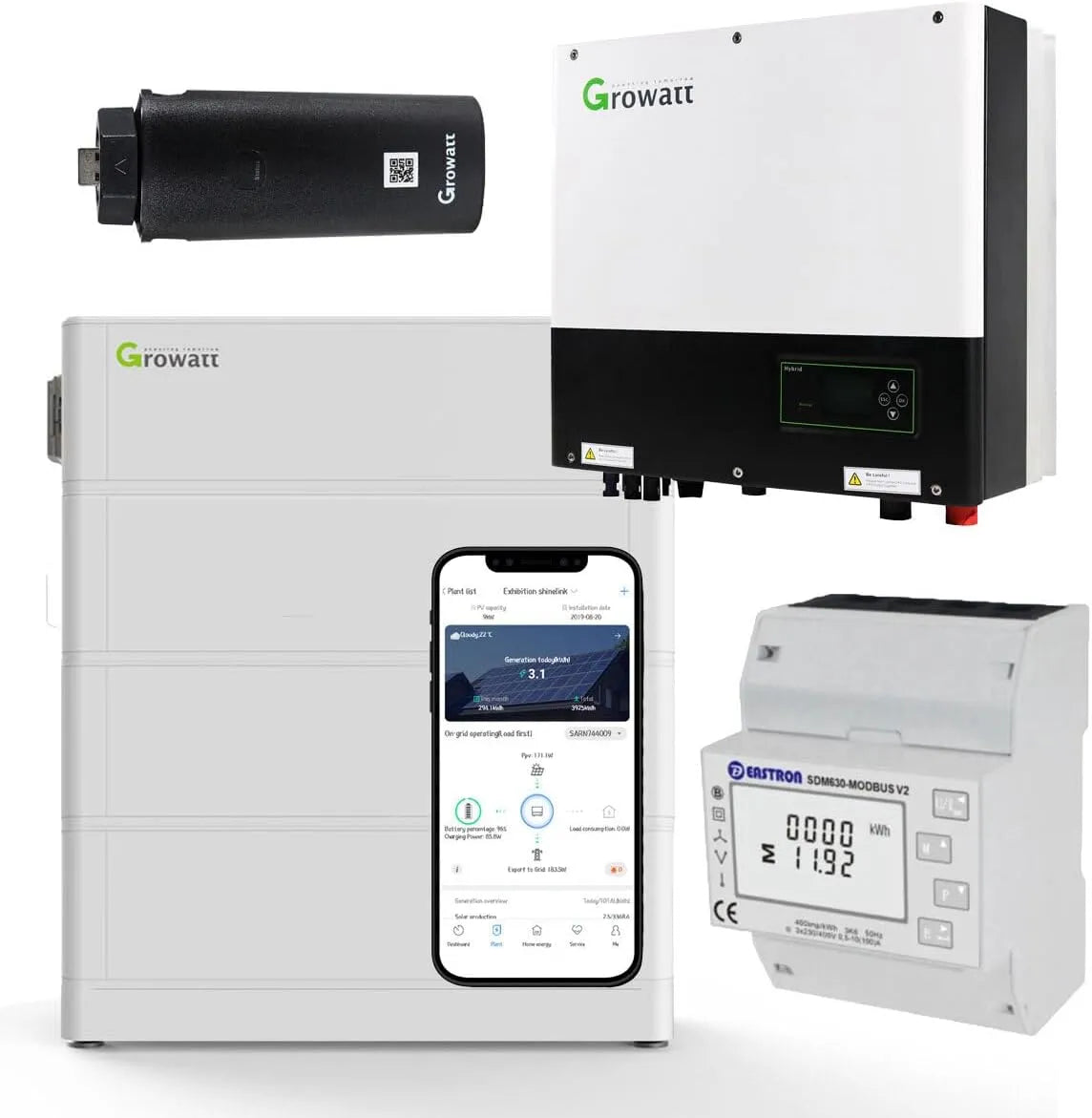 Growatt SPH10000TL3-BH-UP Hybrid-Solarwechselrichter und MPPT-Ladewechselrichter, solarbetrieben, 7.6kWh, 10kW