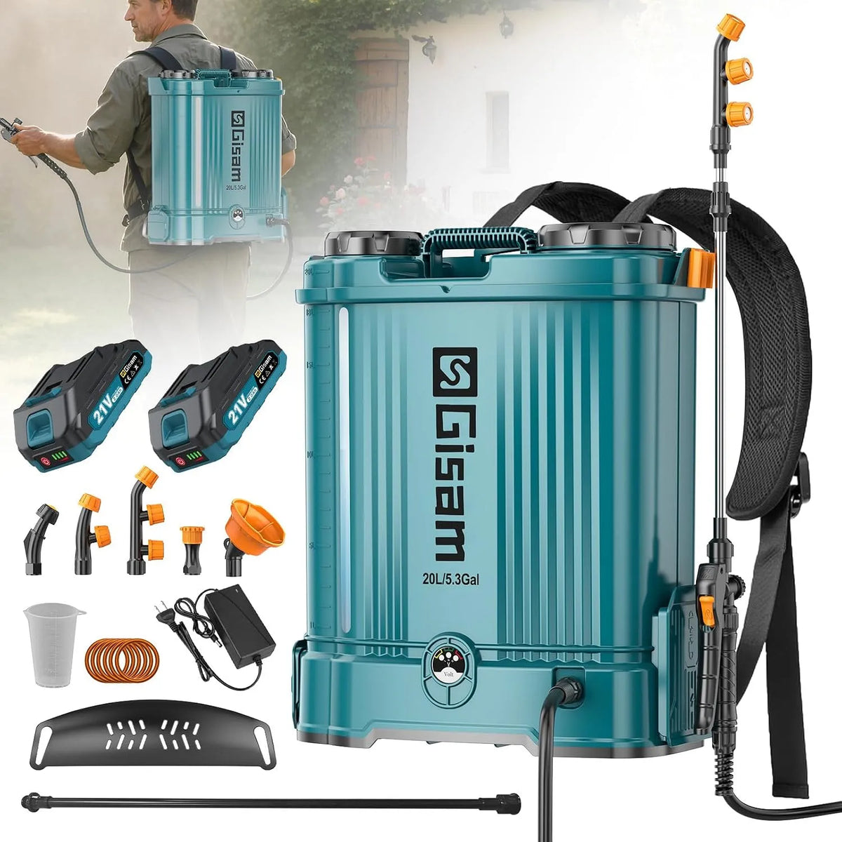 Drucksprühgerät und Rückenspritze, 120 PSI, 2000 mAh, 20L, für Gartenbewässerung
