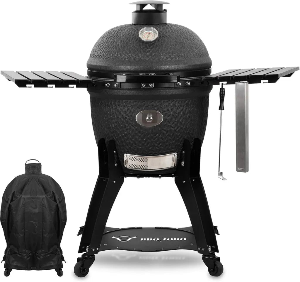 Kamado Keramikgrill Yoru Ø 56 cm mit Ablagen und Thermometer, Matt Schwarz