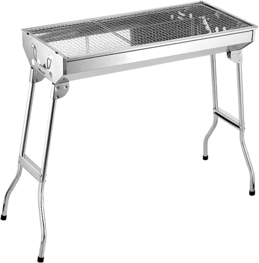 Tragbarer Edelstahlgrill für Camping und Outdoor BBQ