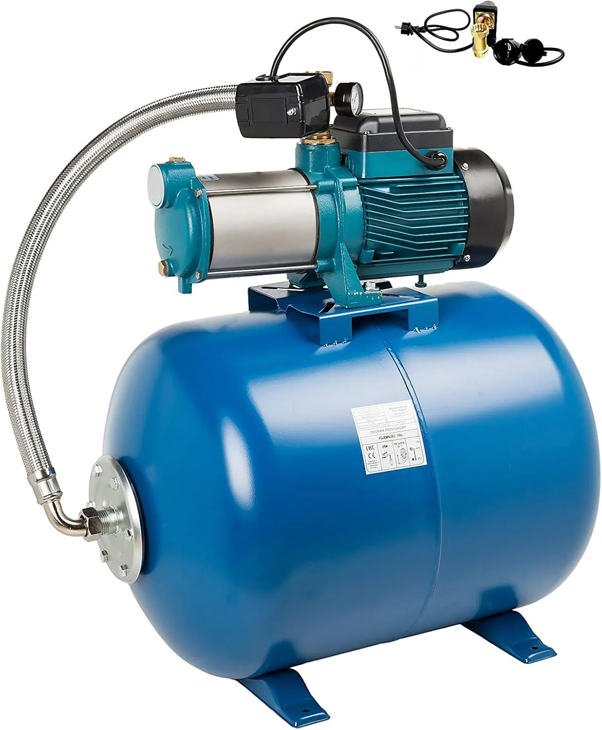 Hauswasserwerk und Garten-Druckpumpe, 100 L, für Gartenbewässerung