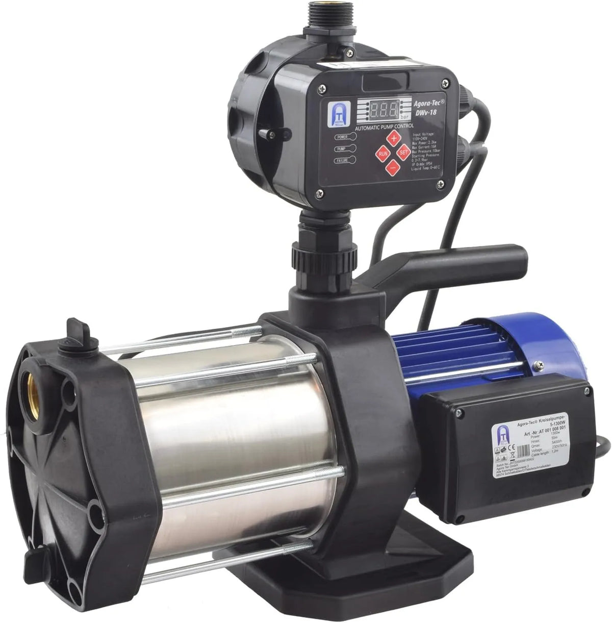 Hauswasserwerk und Garten-Druckpumpe, 5400 l/h, 5,6 bar