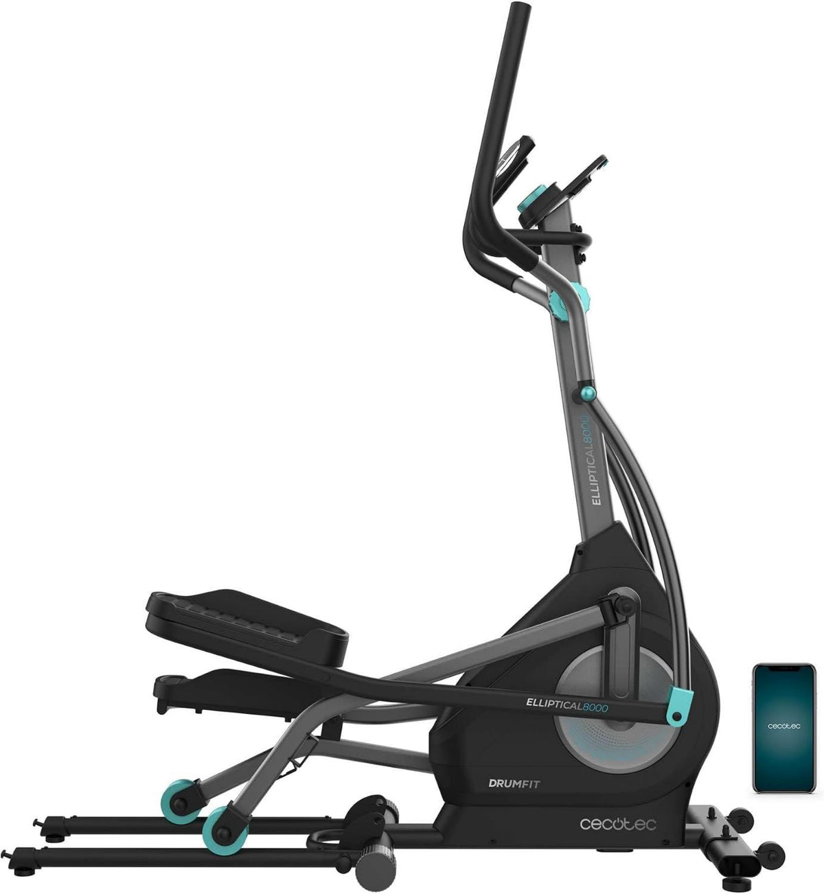 Cecotec Faltbare Ellipsentrainer mit APP Drumfit Elliptical 8000 Motor Pro – klappbar, mit Display, 40 cm, 8 kg