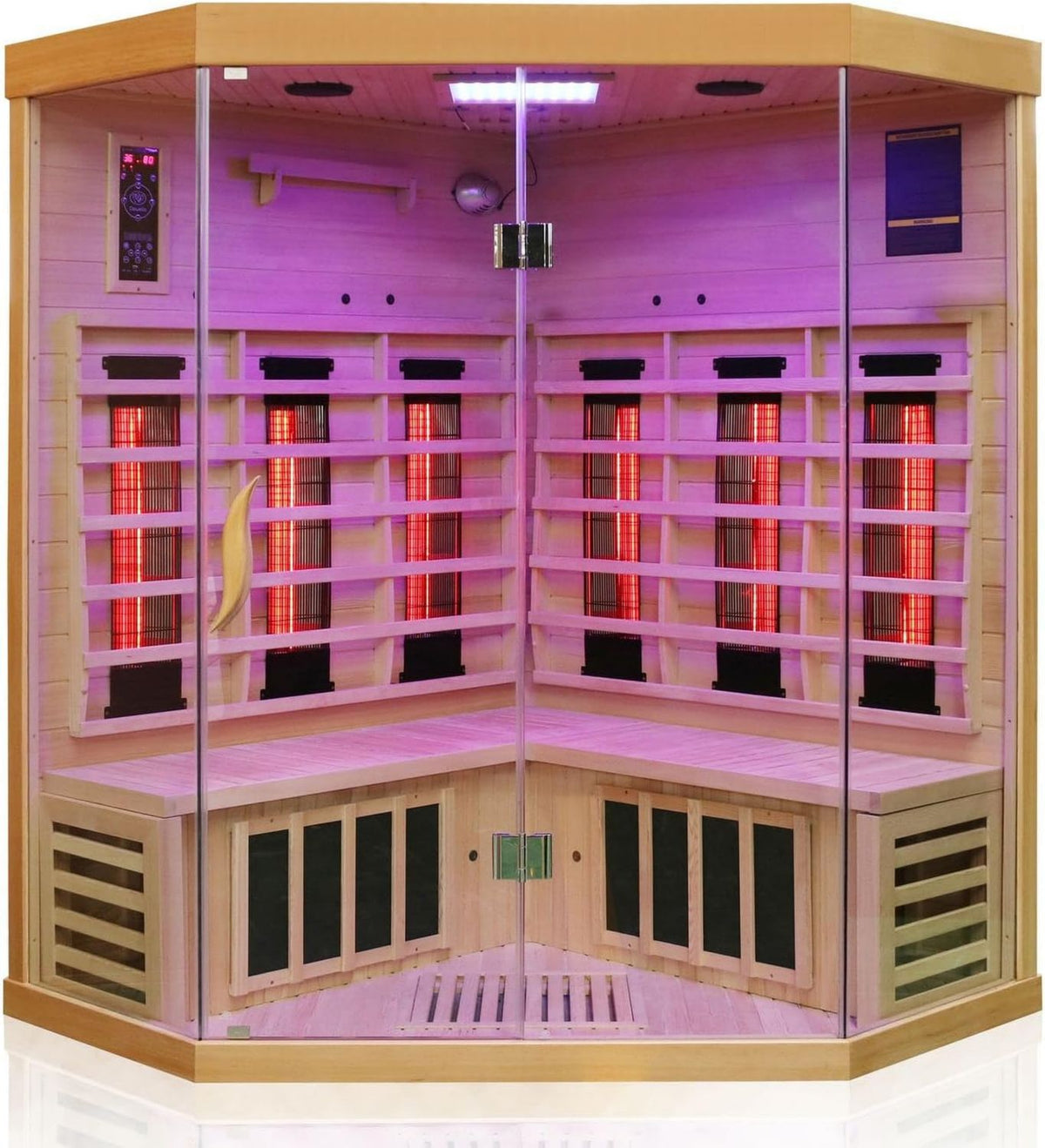 Infrarot-Saunakabine – Holzkonstruktion, mit USB-Anschluss, Bluetooth-Konnektivität, LED-Anzeige, 140cm, Dewello MP3