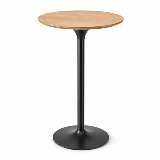 Stehtisch rund 60 x 60 x 105 cm MDF Eichenfurnier Stahl naturholzfarben schwarz