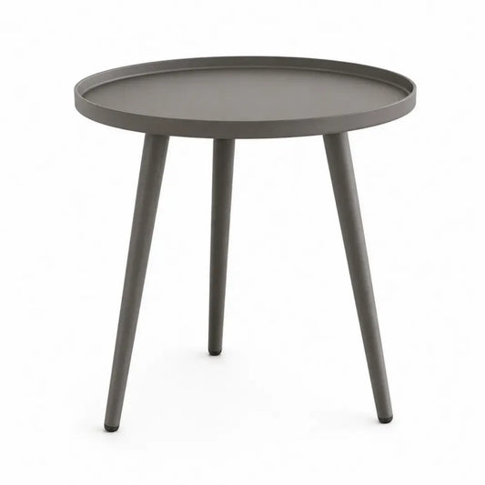 Gartentisch Beistelltisch rund Ø 50 x 52 cm pulverbeschichteter Stahl Grau Schwarz