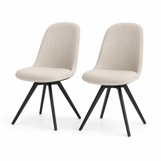 Esszimmerstühle 2er Set gepolstert 45 x 54 x 84 cm je Stuhl Polyester Stahl Beige Schwarz