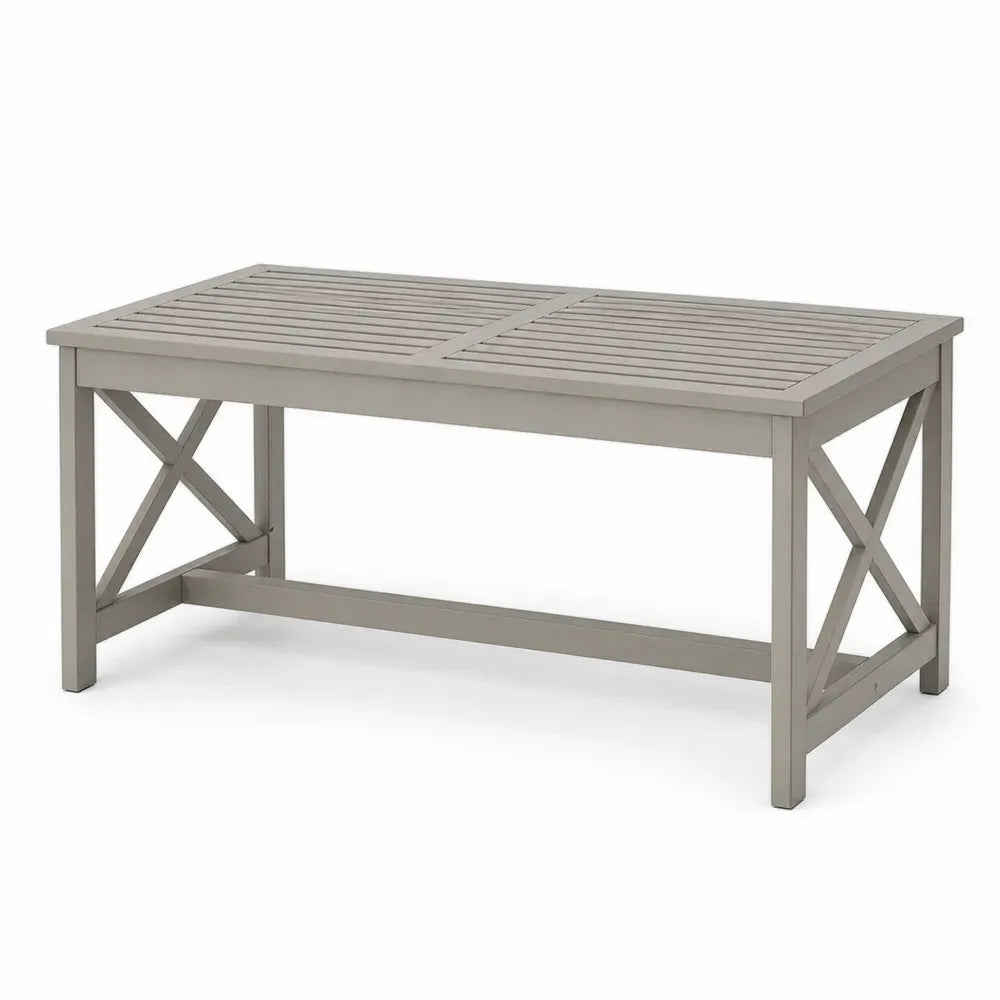 Gartentisch rechteckig 140 x 80 x 75 cm Akazienholz lackiert Lamellentischplatte Grau