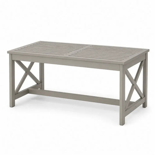 Gartentisch rechteckig 140 x 80 x 75 cm Akazienholz lackiert Lamellentischplatte Grau