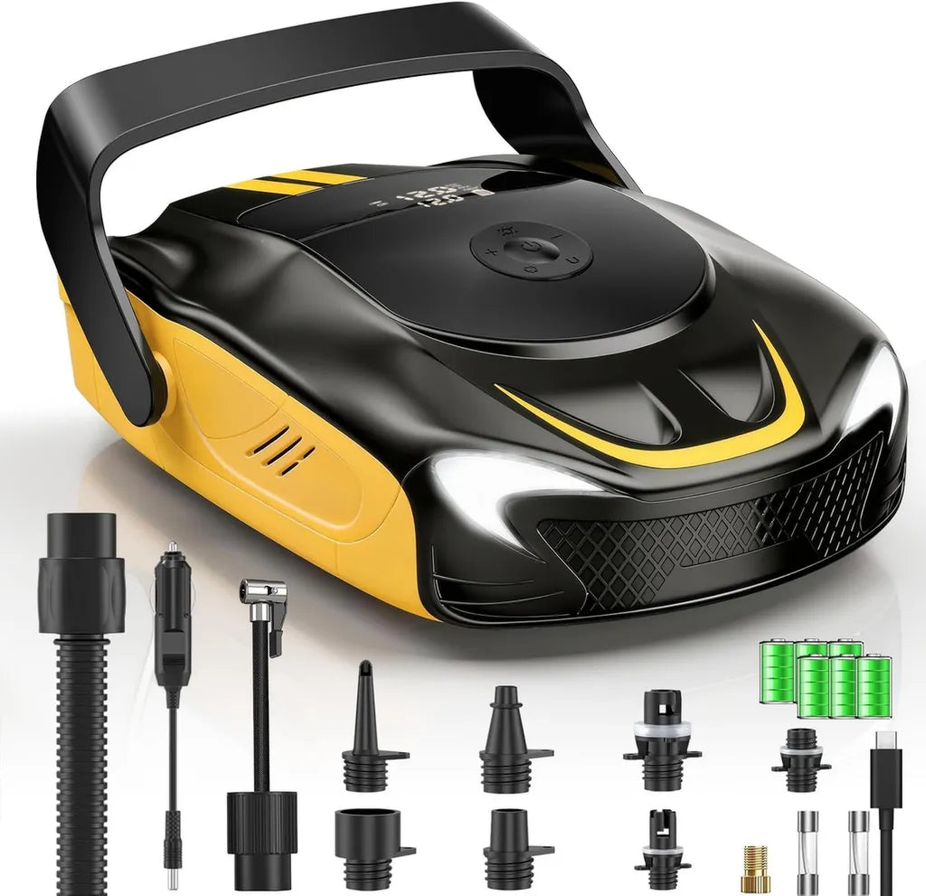 Elektrische SUP Pumpe 50PSI mit Akku, Intelligente Auf- und Abpumpfunktion, LED-Licht, für SUP-Boards, Kajaks, Motorräder, Bälle und Luftmatratzen