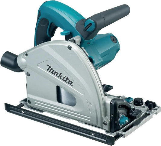 Makita SP6000K1 Kreissäge für zügige gerade Zuschnitte an Platten und Holzwerkstücken mit Führungsschiene und Systainer Blau