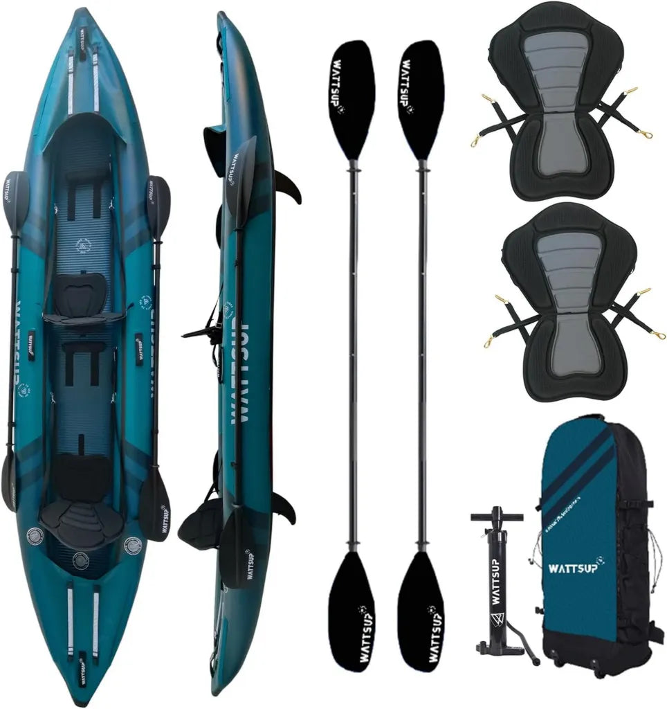 Wattsup COD 2-Personen Aufblasbares Kajak, 410 x 85 cm, PVC & Dropstitch, Komplettset, bis 220 kg
