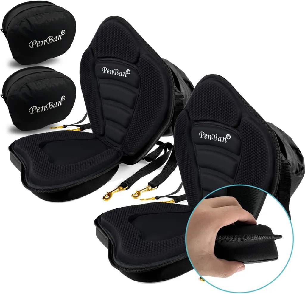 Komfortables Kajaksitz-Set mit Aufbewahrung, geeignet für alle Wasserfahrzeuge, schwarz, 2 Stück