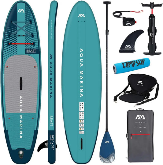 Aqua Marina Beast 10'6' - Aufblasbares Allround-SUP-Board für Einsteiger - Paddle-Set Blau