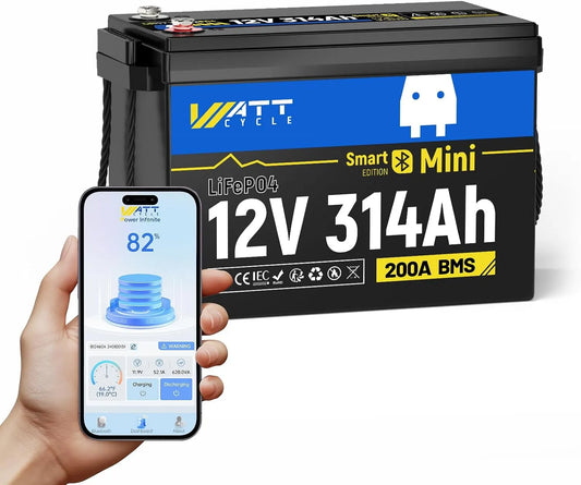 LiFePO4 LiFePO4-Batterie und Solar-Speicherbatterie, 314AH, 4019Wh, für Boot und Bordstrom, solarbetrieben, mit BMS, mit Bluetooth
