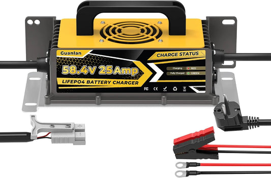 LiFePO4 Intelligentes Batterieladegerät und Erhaltungsladegerät, 58,4V, 48V, für Boot und Bordstrom, solarbetrieben, 51,2V, 25A