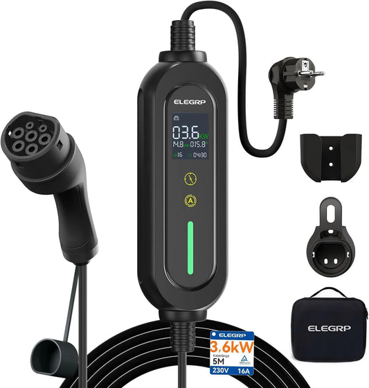 Typ-2-Ladekabel für Elektroautos und Mode-3-EV-Kabel, 3,68kW, einphasig, Typ 2, Schuko-Anschluss, 16A, 5m