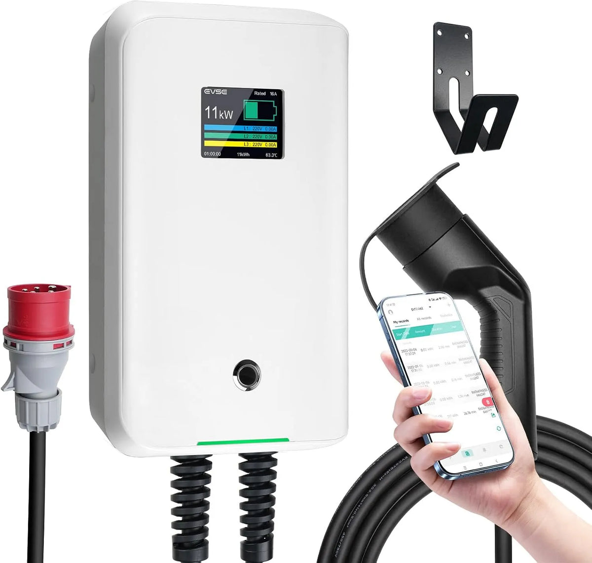 Typ-2-Ladekabel für Elektroautos und Mode-3-EV-Kabel, 11KW, 380V, dreiphasig, Typ 2, 16A, 7,5m