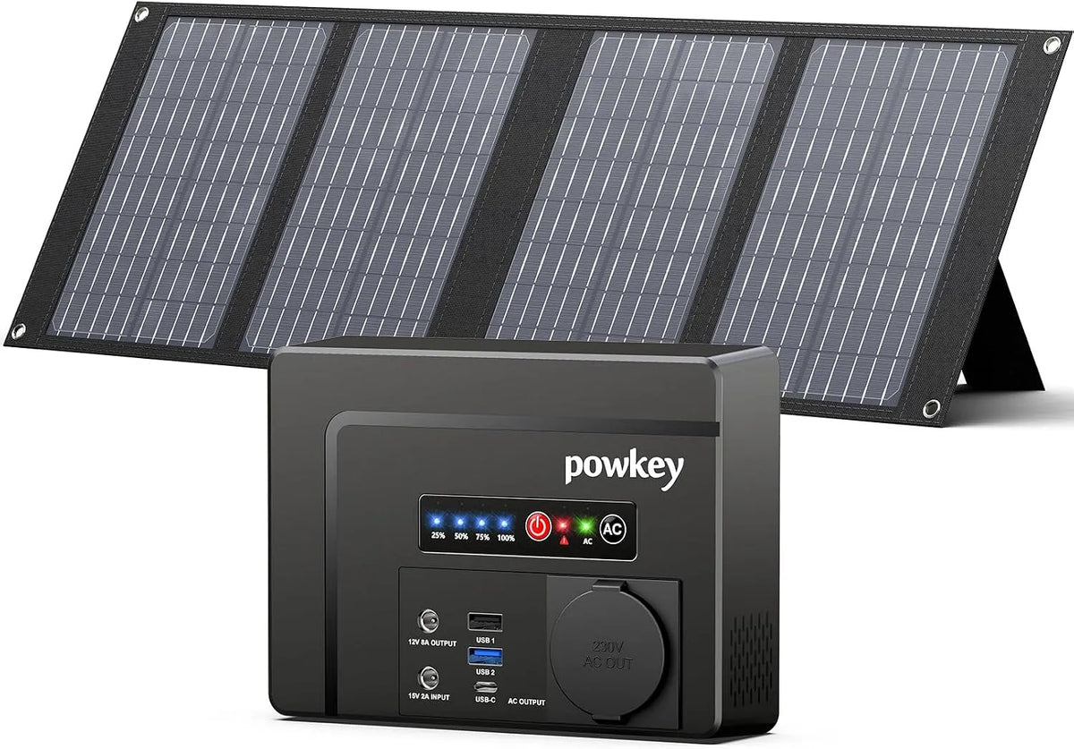 Tragbare Powerstation und Solargenerator, 26400mAh, solarbetrieben, faltbar, 97.68Wh, 100W, 18W