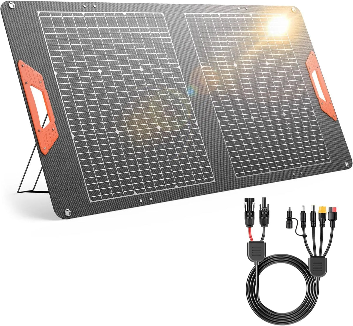 MC4-Ausgang Faltbares Solar-Ladegerät und Mobiles Solarpanel, solarbetrieben, 100W, IP65, bifazial, für Camping und Wohnmobil
