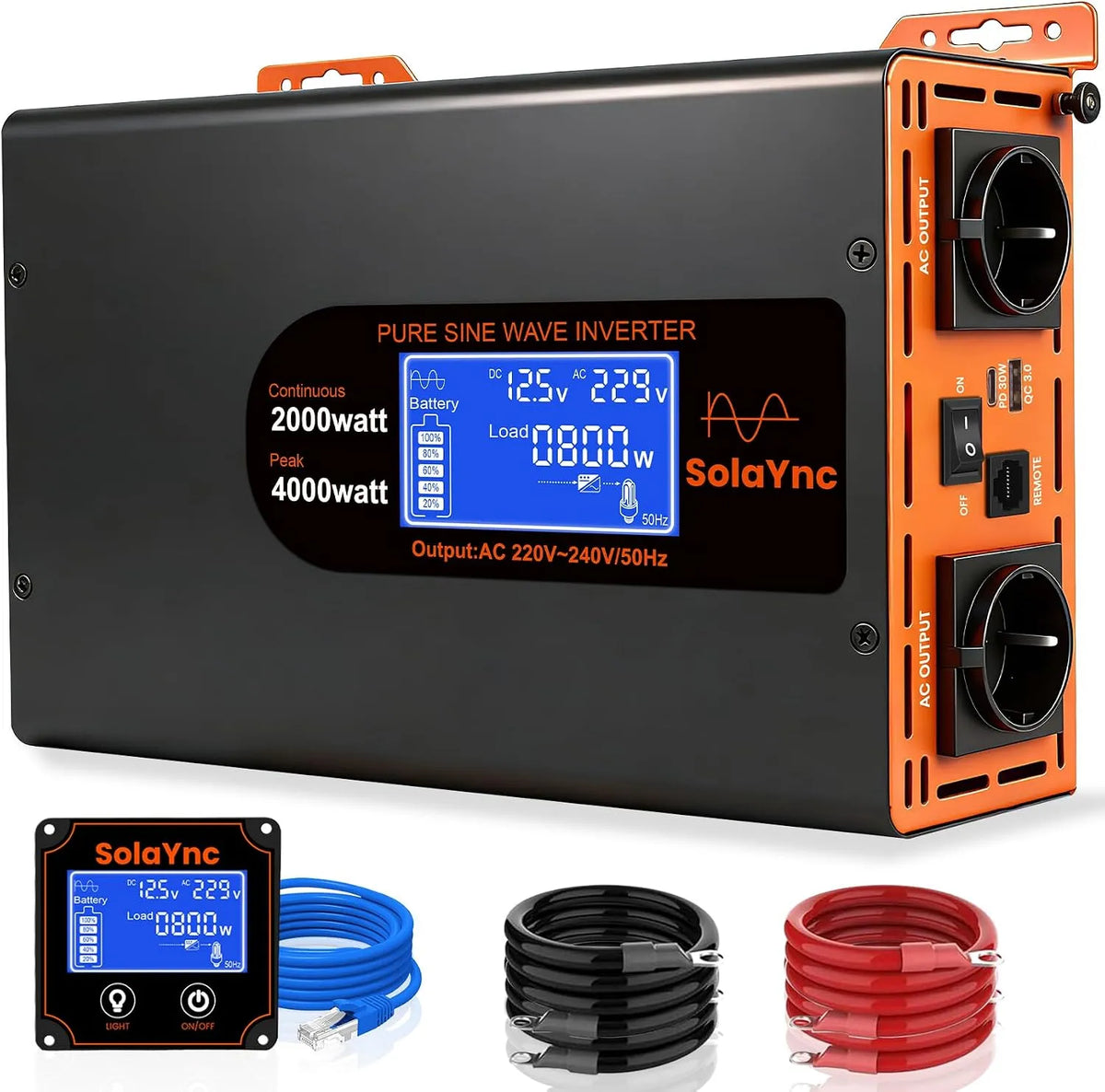 DC-AC-Wechselrichter und Spannungswandler, 2000W, 12V, 230V