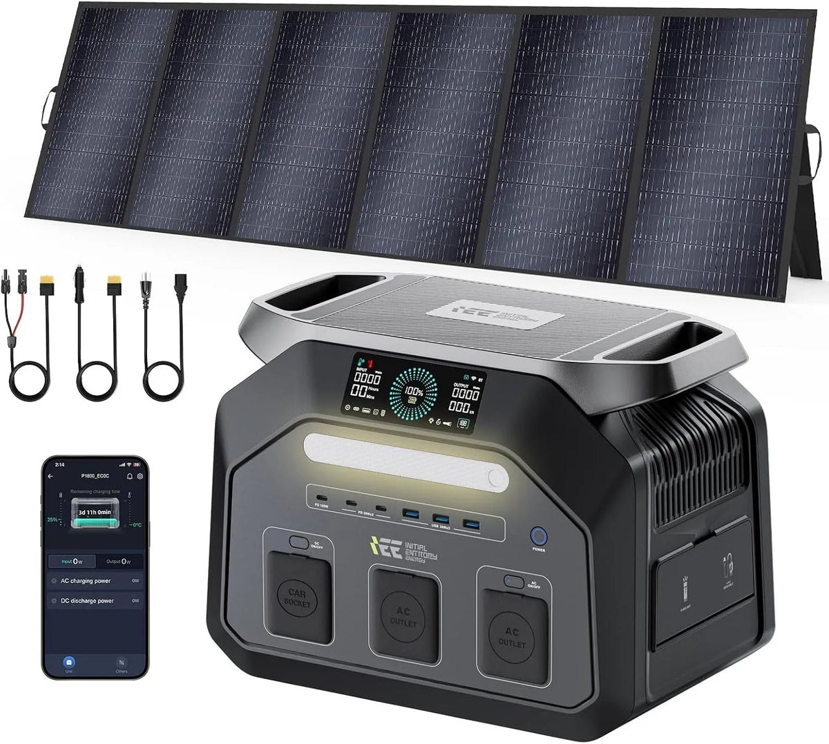 Solargenerator P1800 Tragbare Powerstation und Solargenerator, solarbetrieben, 1024Wh, 1800W, 500W, für Camping und Wohnmobil