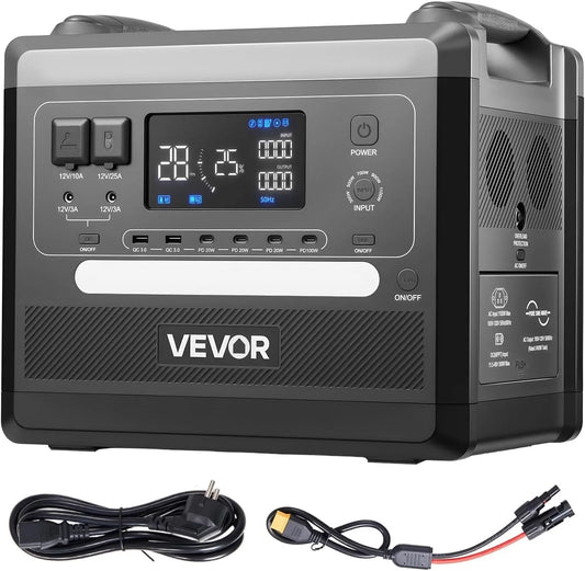 VEVOR LiFePO4-Akku Tragbare Powerstation und Solargenerator, 2160Wh, 2400W, für Camping und Wohnmobil, solarbetrieben
