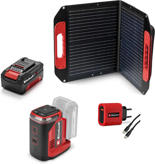Einhell USB-C-Schnellladegerät und Mehrport-Netzadapter, 18 V, solarbetrieben, mit USB-C, Schnellladefunktion