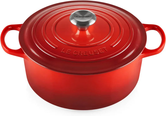 Le Creuset Rundbräter aus Gusseisen, 26 cm, Kirschrot, 5,3 L, für alle Kochfelder inklusive Induktion