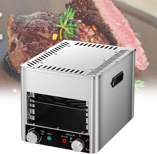 Hochleistungs-Elektro-Steakgrill für Innenräume, Rauchfreier Ofen mit 10-Minuten-Timer und 800°C Temperaturregelung, Modell A-110V