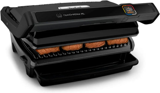 Tefal OptiGrill Elite XL Elektrogrill, intelligente Garzeitfunktion, 16 Programme, digitales Display, abnehmbare Platten, schwarz