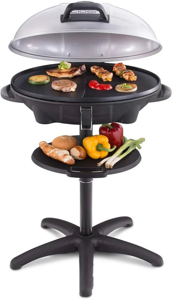 Cloer 6789 Elektro-Standgrill mit Thermometer, Antihaft, 2400 W, kompakt, Grillfläche 38,5x52,5 cm