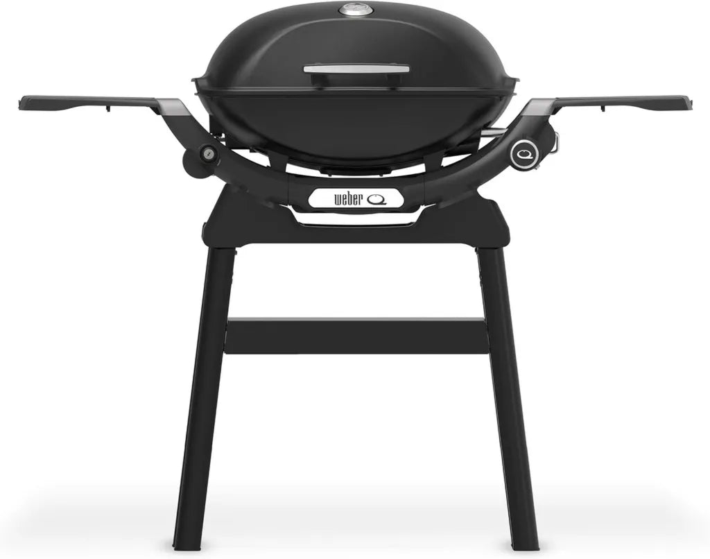 Weber Q 2200N Gasgrill mit Seitentischen, Hochleistungsbrenner, elektrischer Zündung, kompakt und robust, Mitternachtsschwarz