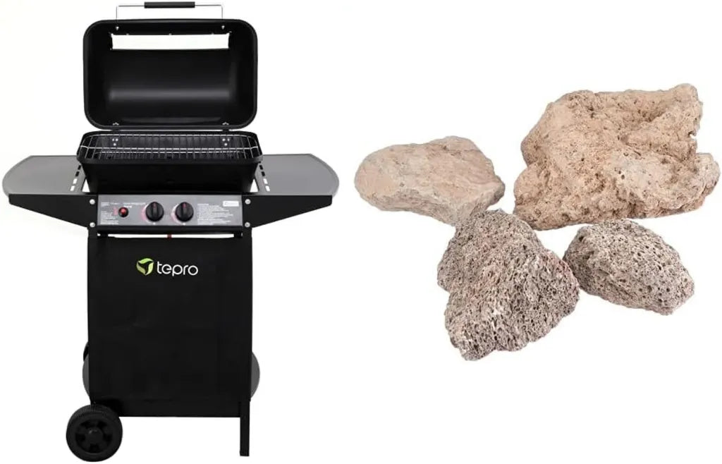 Tepro Gasgrill Irvine 508C mit Lavasteinen, 5,4 kW, Grillfläche 50 x 31 cm, Schwarz
