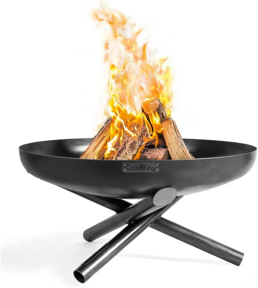 Große Feuerschale Indiana aus Stahl, Schwarz, 80x80x40 cm – Perfekt für Gartenfeuer