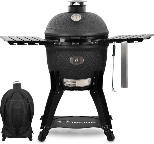 Kamado Keramikgrill Yoru Ø 56 cm mit Ablagen und Thermometer, Matt Schwarz
