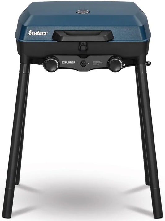Enders Camping Gasgrill Explorer II mit integriertem Thermometer, 2 Edelstahlbrennern und vielseitigen Funktionen