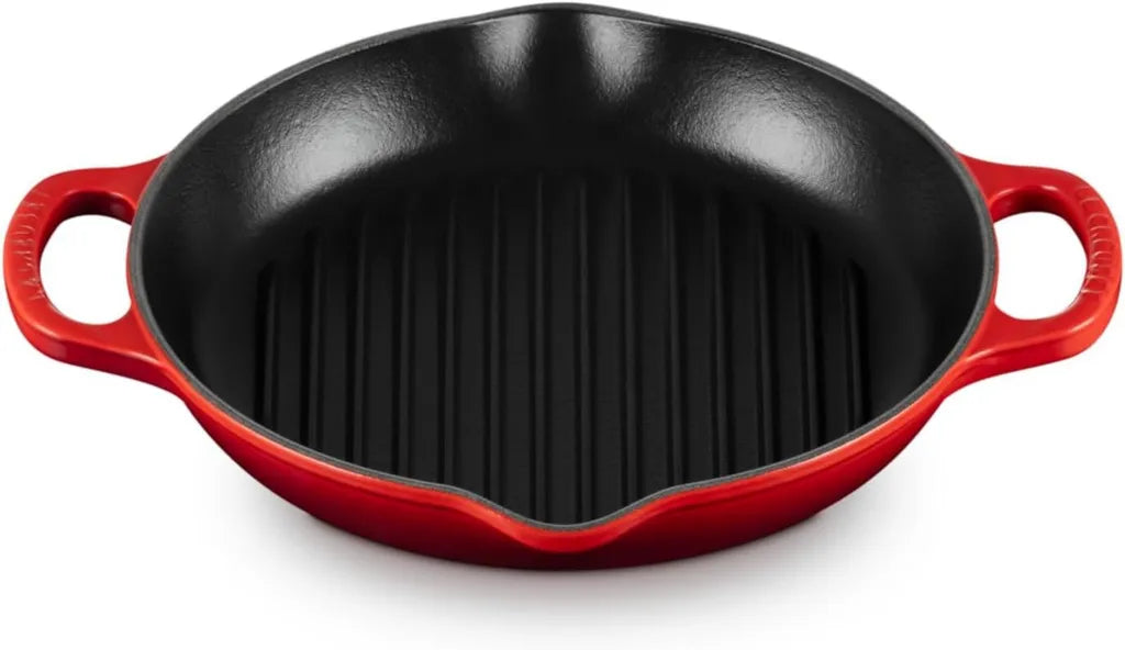 LE CREUSET Gusseisen-Grillpfanne 25 cm, kirschrot, für alle Kochfelder & Backöfen