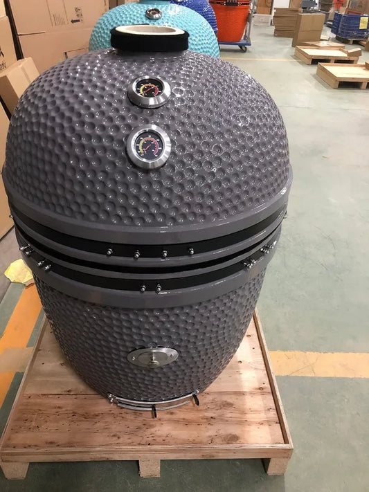 YNNI XXL Keramik Grill 27,4 Zoll Grau mit Trolley