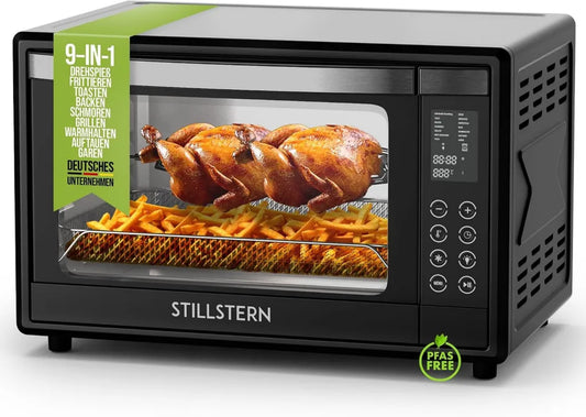 Stillstern 35L Minibackofen mit Umluft, Cyclone Pro+ Antihaft, 13 Funktionen, 8h Timer, Rezeptbuch