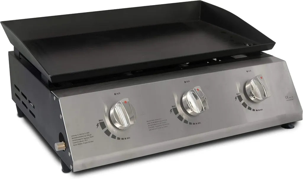 ACTIVA Gasgrillplatte mit 3 Brennern 6,3 kW, Große Fläche 50x31 cm